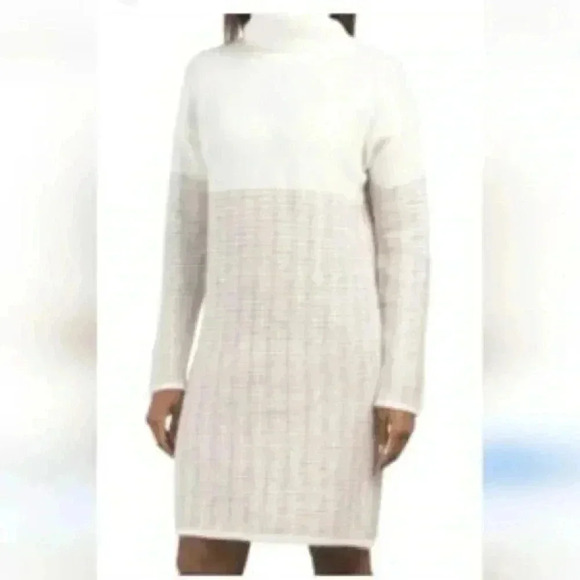 NWT TAHARI Cream Multi Long Sleeve Turtleneck long sleeve  Dress size Small - Picture 1 of 6